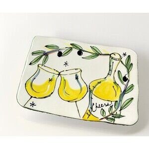 Julia Junkin Studio Olive Branch Limoncello Cheers Tidbit Plate Serving Platter